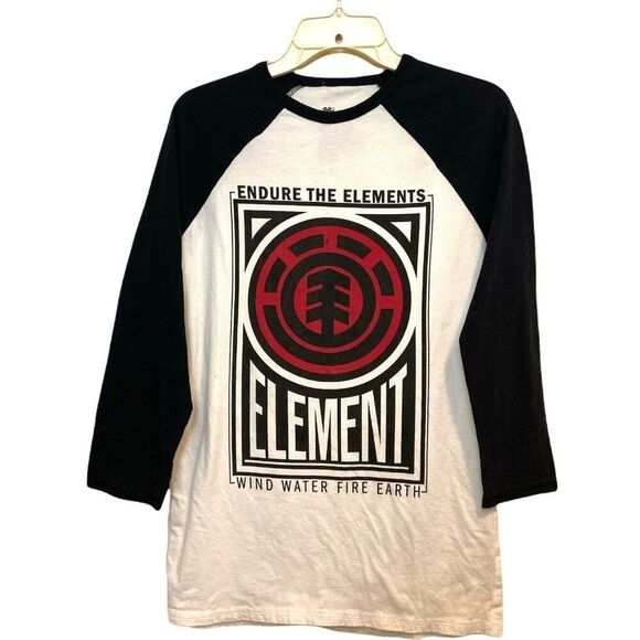 #3670 Elements  black and white 3/4sleeve knit tshirt size S - Picture 1 of 6